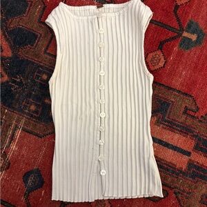 Free People white Sleeveless Button-Up Top